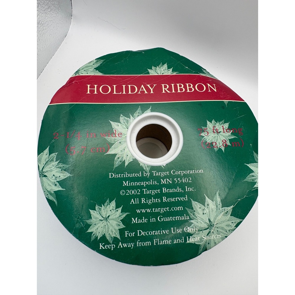 Vintage 2002 Target Holiday Ribbon Red Velvet 2.25 Inch Wide 75 Feet Christmas